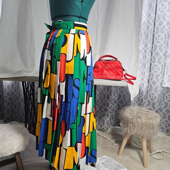 Louis Féraud Geometric Pleated Skirt – Vintage Designer - Picture 7 of 9